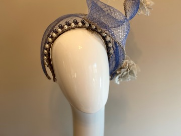 For Sale: Blue and silver crown with swirl and birdy 