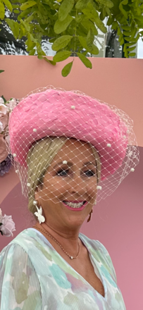 Pink feathered with viel optional