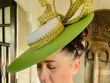 For Rent: ‘ENVY’ Green Leather Wide Brim Hat by Millinery by Mel