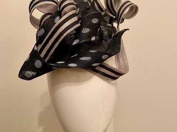 For Sale: Black white and grey sculptured fascinator 