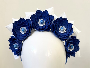 For Sale: Cobalt Blue Flower Headband Fascinator - Calla