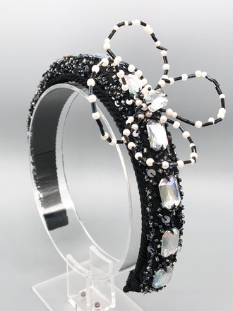 Black Beaded Headband 