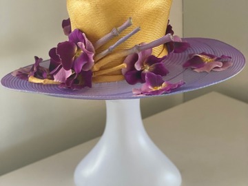 For Sale: Neil Grigg gold/lilac with orchid applique hat