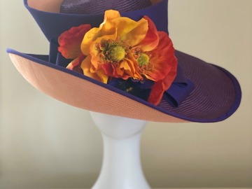 For Sale: Neil Grigg coral/purple with flower applique hat