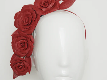 For Sale: Allport Millinery Rose Vine Headband - Red