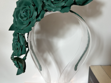 For Sale: Allport Millinery Rose Vine Headband - Green