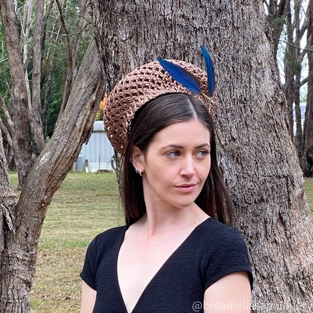 Alla/Hand-Blocked Brown Vintage Cellophane Beret