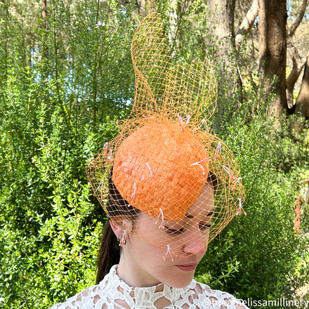 Harlow/Orange Vintage Headpiece with Peach Stamens