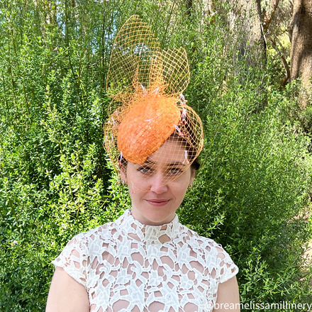 Harlow/Orange Vintage Headpiece with Peach Stamens