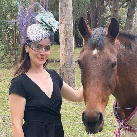 Kiara/Hand Blocked Ivory and Black Weave Teardrop Hat