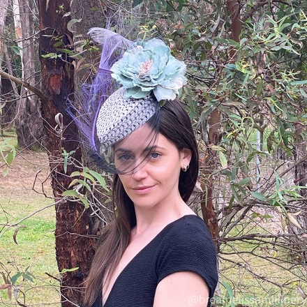 Kiara/Hand Blocked Ivory and Black Weave Teardrop Hat