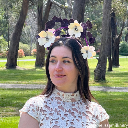 Tara/Stunning Purple Velvet Leaf and Floral Headpiece 