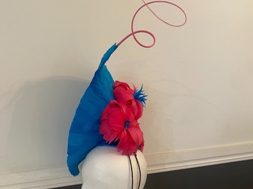 For Rent: Blue and pink feathered hat