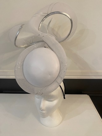 Leather percher with large crinoline swirls
