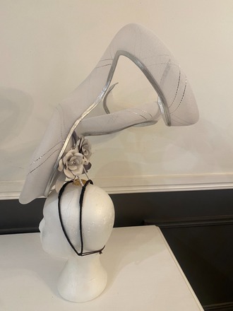 Leather percher with large crinoline swirls