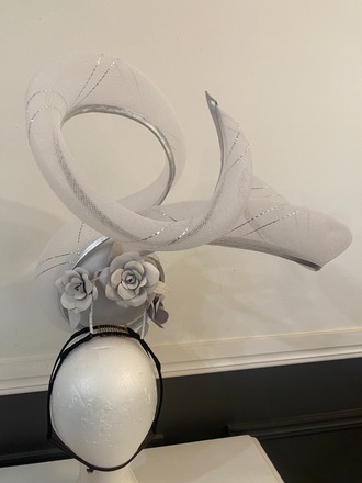 Leather percher with large crinoline swirls