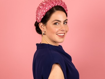 For Sale: Ash Headband in Pink Texture Racello Straw