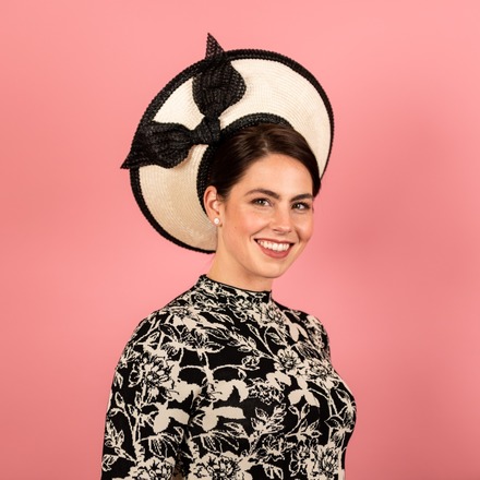 Mia Ivory Breton with black straw knot trim
