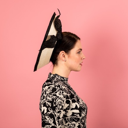 Mia Ivory Breton with black straw knot trim