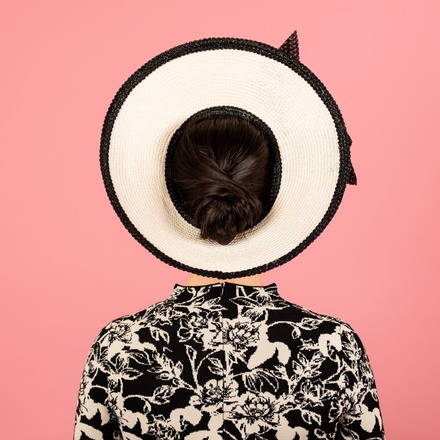 Mia Ivory Breton with black straw knot trim
