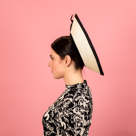 Mia Ivory Breton with black straw knot trim