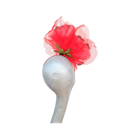 12" Diameter organza silk rose Red & Black Fascinator