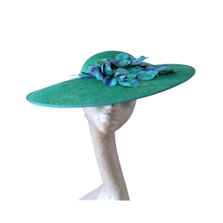 Olivia - Emerald Green Hat with Vintage 40s/50s Emerald & Bl