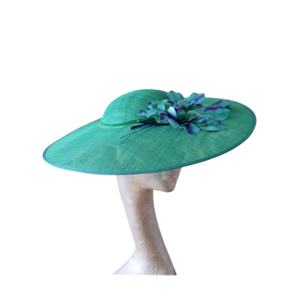 Olivia - Emerald Green Hat with Vintage 40s/50s Emerald & Bl