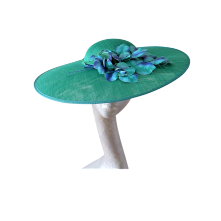 Olivia - Emerald Green Hat with Vintage 40s/50s Emerald & Bl