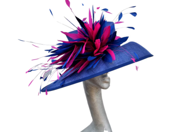 For Sale: Sherry- Sapphire blue & Cerise pink hat
