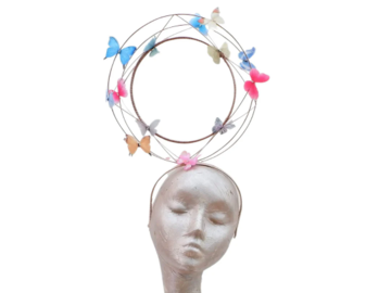 For Sale: Papilionem- Rose Gold Wire & Butterfly Fascinator