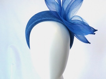 For Sale: Bright Blue Sinamay Headband Headpiece