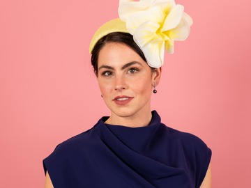 For Sale: Victoria Headband with Silk Poppy Flowers in Yellow