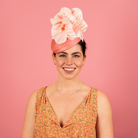 Patricia Beret in Straw with Silk Poppy Flowers in Pink Cora