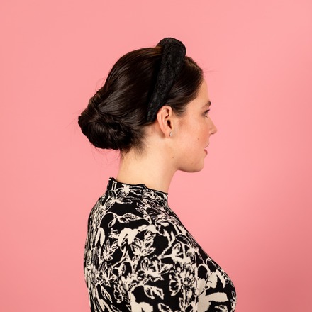 Alice Headband with Black Velvet Base and Black Lace