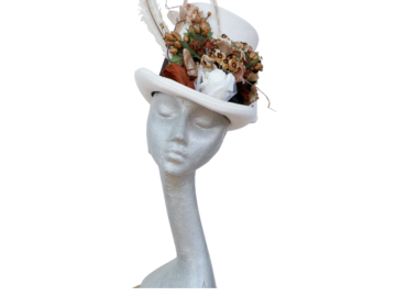 For Sale: Alder - Ivory Top Hat with Floral detail