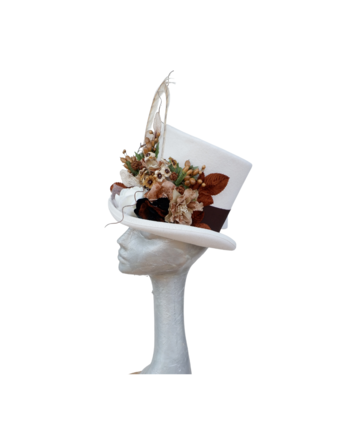 Alder - Ivory Top Hat with Floral detail