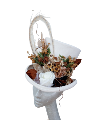 Alder - Ivory Top Hat with Floral detail