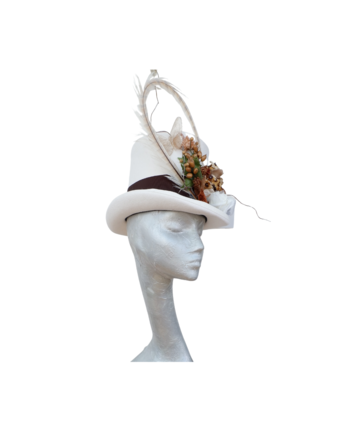 Alder - Ivory Top Hat with Floral detail