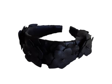 For Sale: Black Leather flower ladies headband