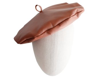 For Sale: Tan Brown Leather Ladies Beret Hat
