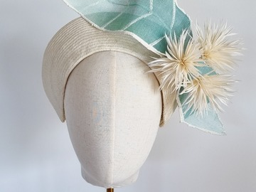 For Sale: Arabella - Cream Halo with Teal Leaves