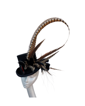 Caberet - Black wool Top Hat with feather detail