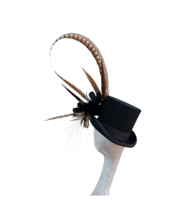 Caberet - Black wool Top Hat with feather detail