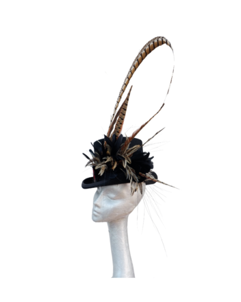 Caberet - Black wool Top Hat with feather detail