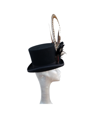 Caberet - Black wool Top Hat with feather detail