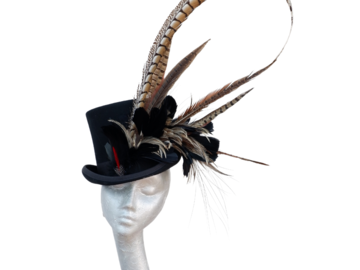 For Sale: Caberet - Black wool Top Hat with feather detail