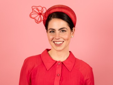 For Sale: Ash Headband with Floating Wire Peony in Red