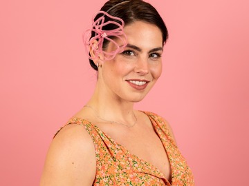 For Sale: Kimberly Headband with Floating Wire Peony in Pink