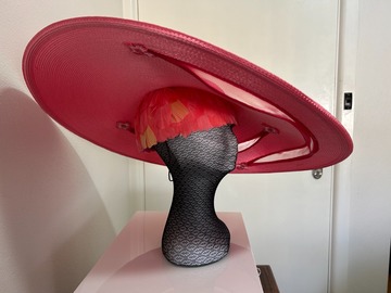 For Sale: Pink Broad Brim Hat/HeadPiece